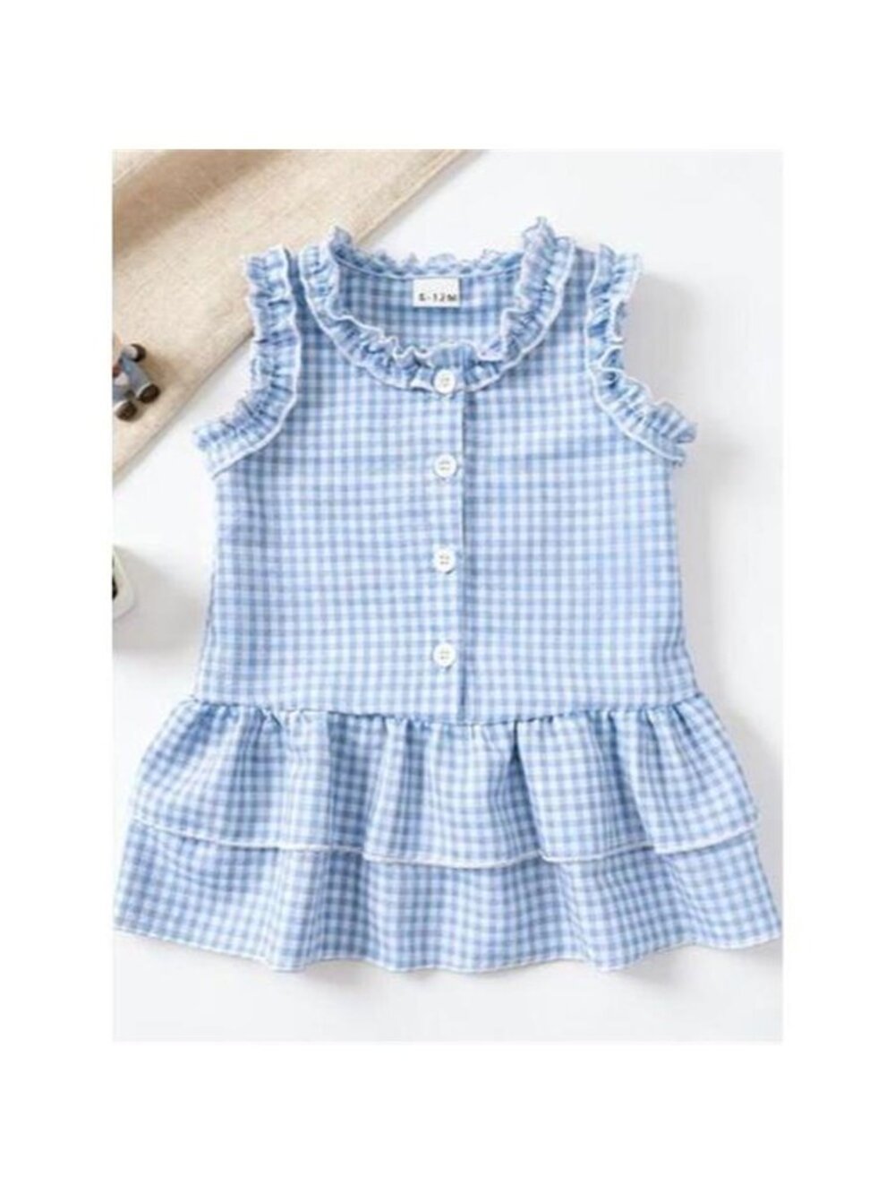 Children's Ruffled Gingham Sleeveless Dress